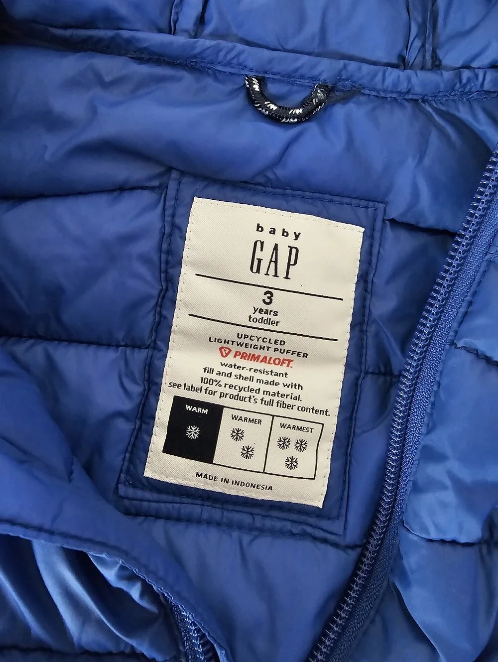 GAP Bright Blue Quilted Hooded Puffer Jacket